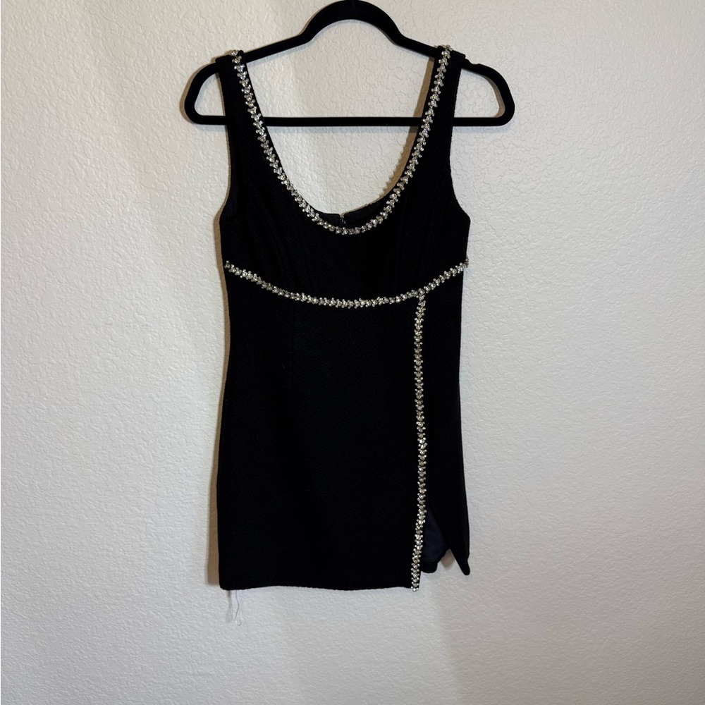 Self-Portrait Black textured wool Mini Dress - Picture 4 of 13